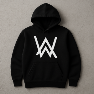 Black Hoodie With WA Print For Men And Boys